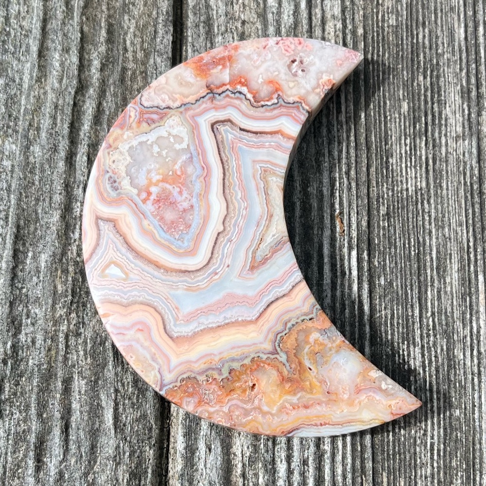 Crazy Lace Agate Crescent Moon